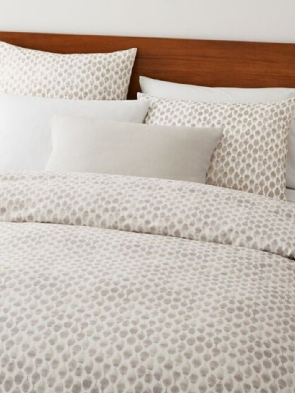 West Elm Grey and White Abstract Leaf Print Duvet Cover
